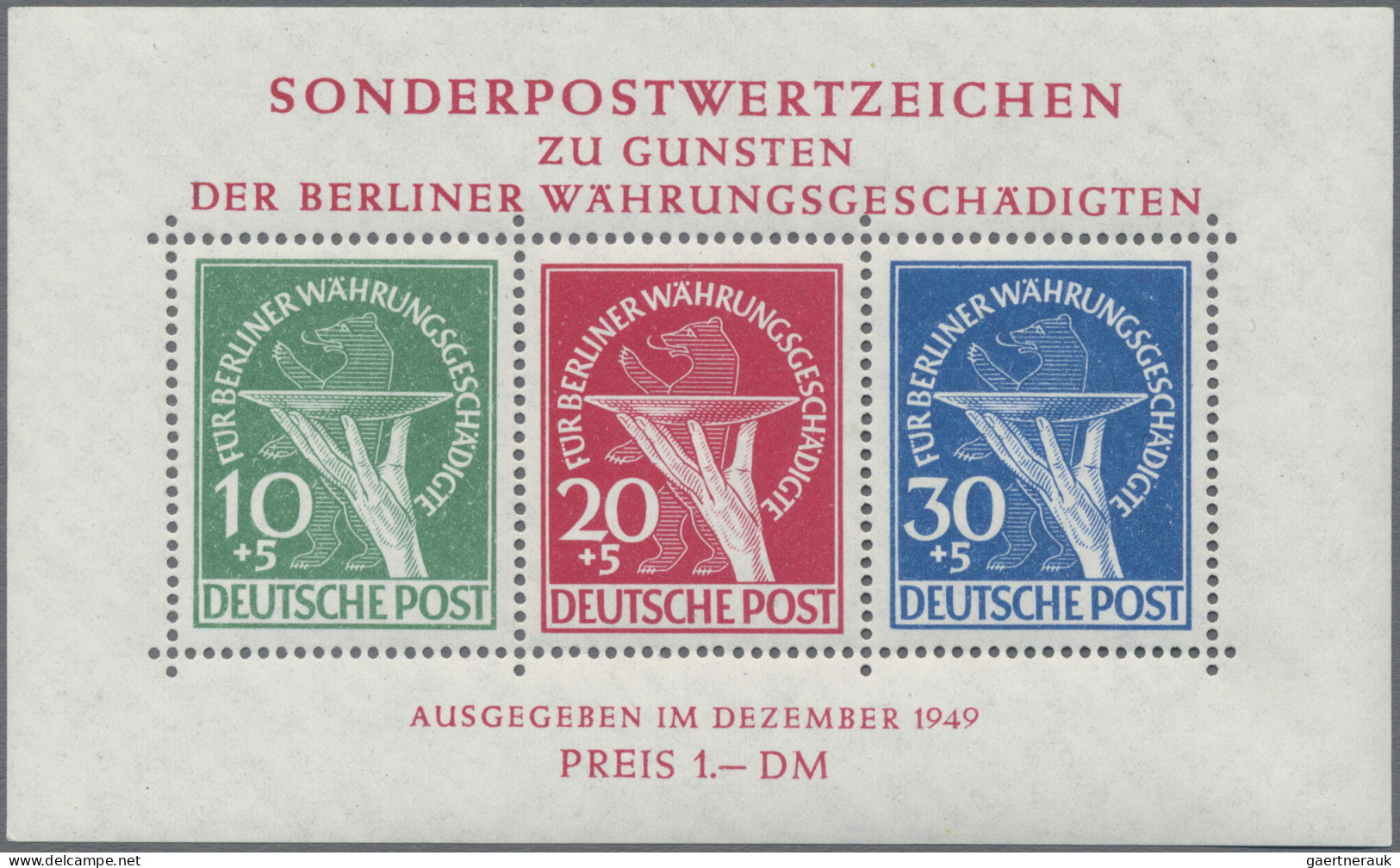 Berlin: 1949, Währungs-Block Postfrisch, Unsigniert. Fotoattest Schlegel BPP "ei - Neufs