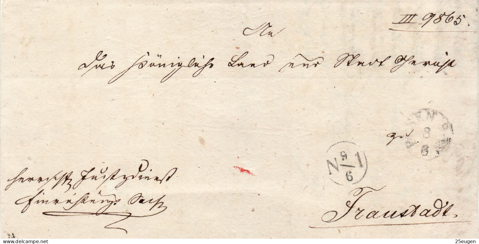 POLAND / GERMAN ANNEXATION /1820 Ca / LETTER  SENT FROM POZNAŃ TO WSCHOWA / FRAUSTADT/ - ...-1860 Prefilatelia