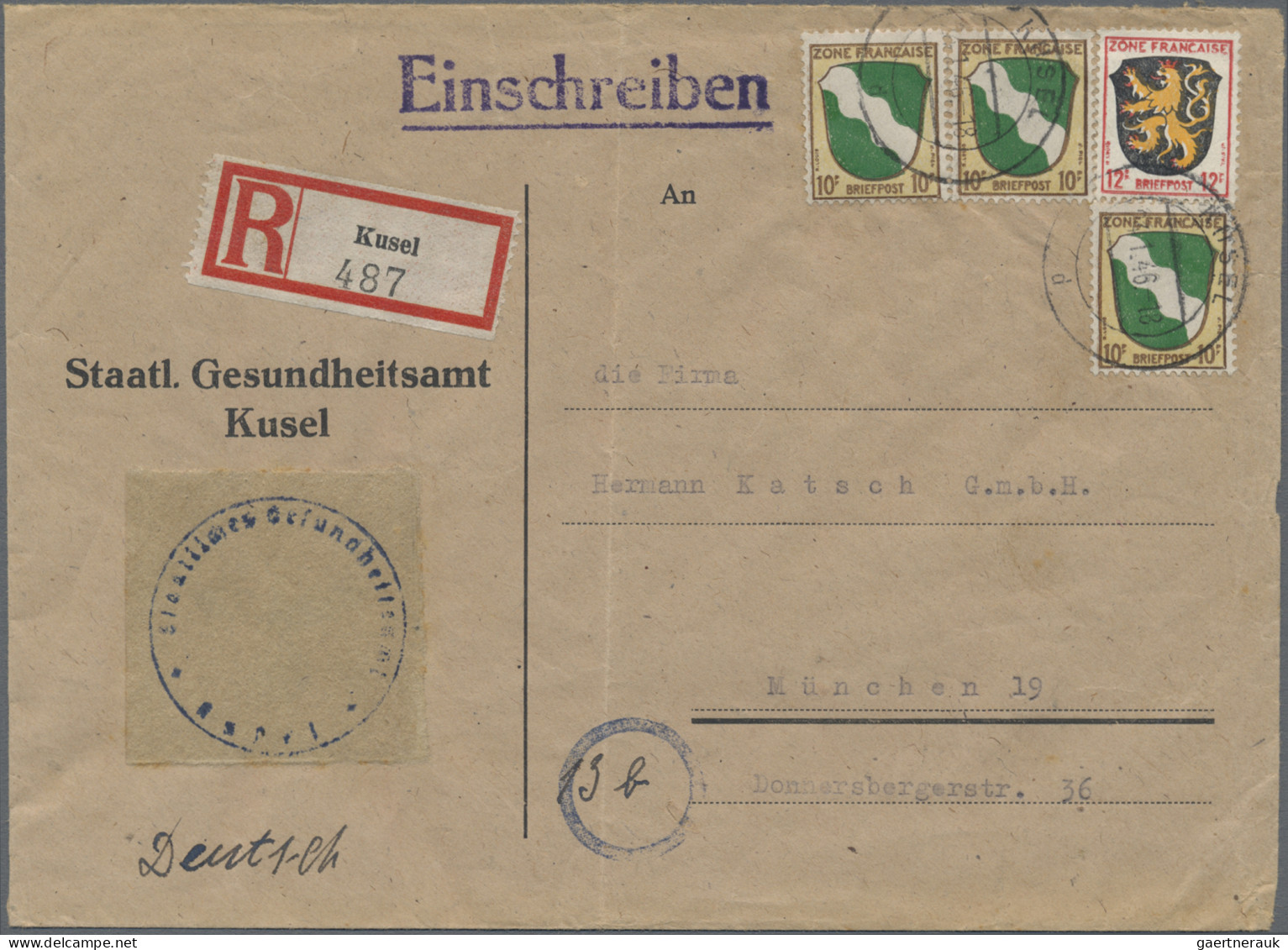 Französische Zone - Allgemeine Ausgabe: 1946, Wappen 10 Pfg., Drei Werte Zus. Mi - Other & Unclassified