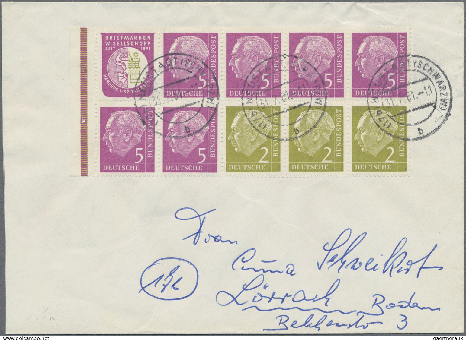 Bundesrepublik - Zusammendrucke: 1956, Heuss I, H.-Blatt 6, Postfrisch, Gestempe - Se-Tenant