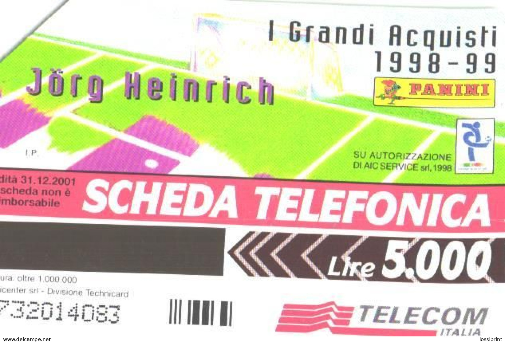 Italy:Used Phonecard, Telecom Italia, 5000 Lire, Football Player Jörg Heinrich - Pubbliche Tematiche