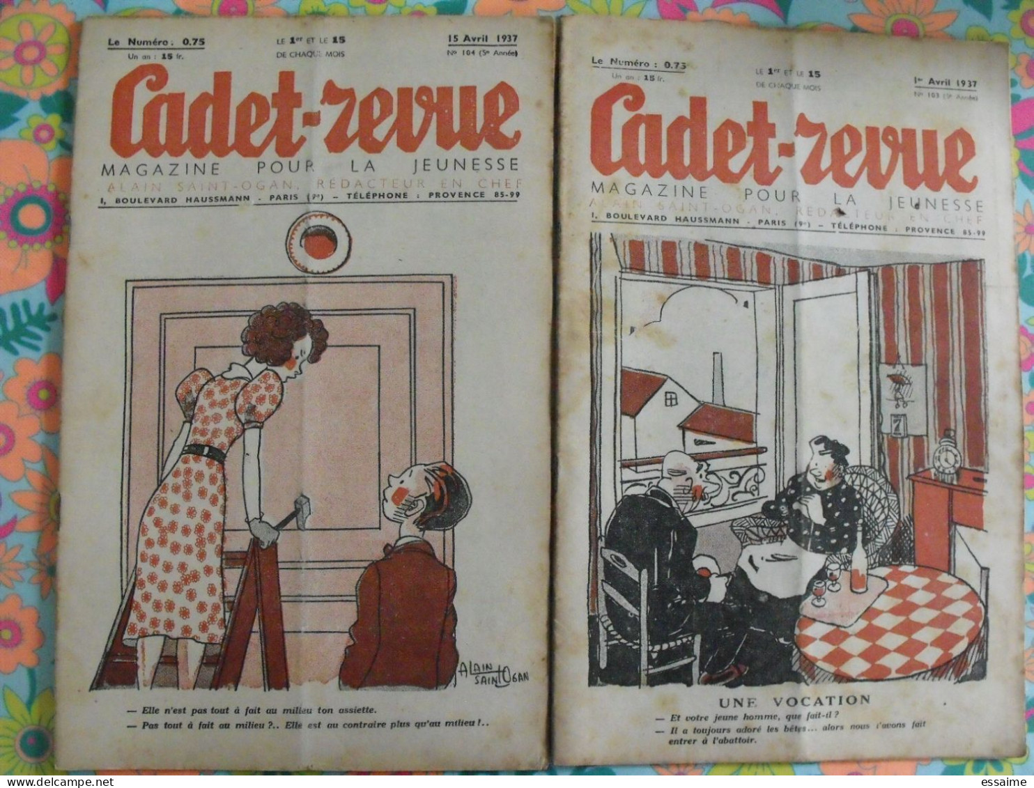 Lot De 10 Numéros De Cadet-Revue, Magazine Pour La Jeunesse. Alain Saint-Ogan 1936-1939. Mitou - Humor