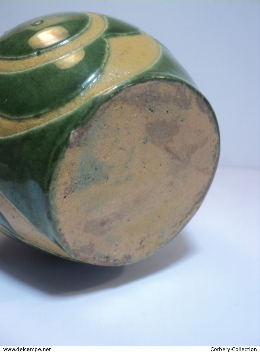 Ancien Vase Bouteille Grès Émaillé Signé Brusset 1940/1950.