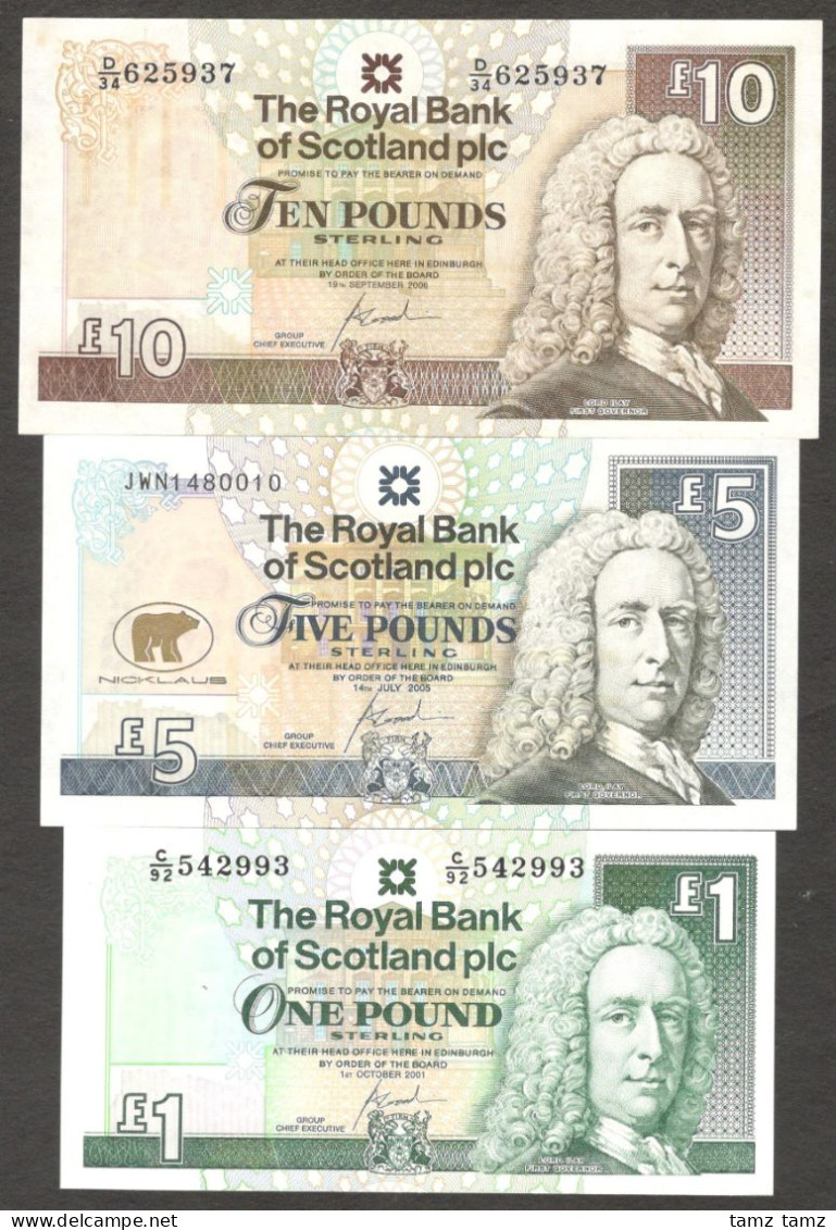 Full Set 6 Pcs Scotland 1 5 10 20 50 100 Pounds 2001 - 2007 High Grade Scarce - Verzamelingen