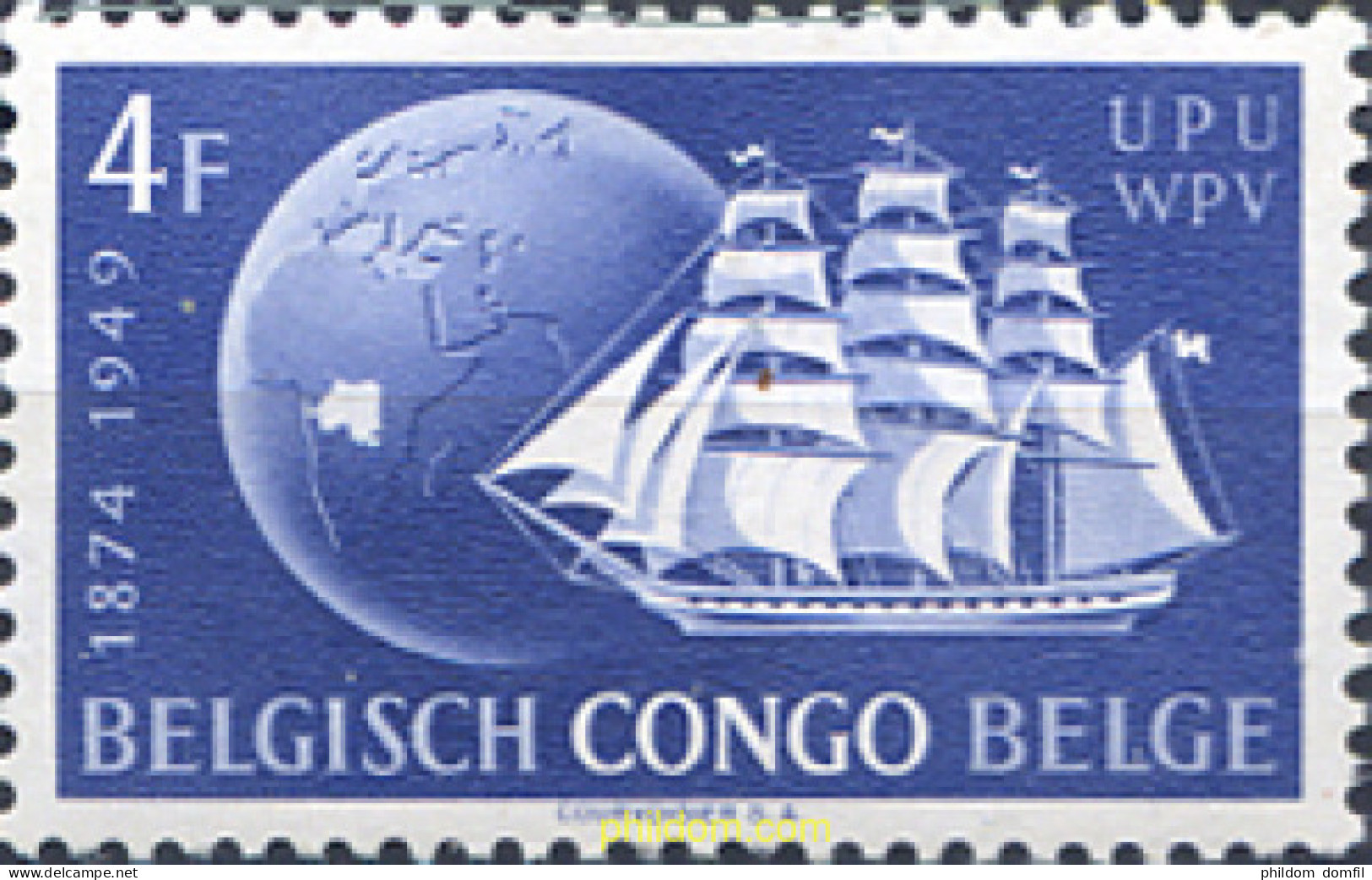 651610 HINGED CONGO BELGA 1949 75 ANIVERSARIO DE LA UPU - Unused Stamps