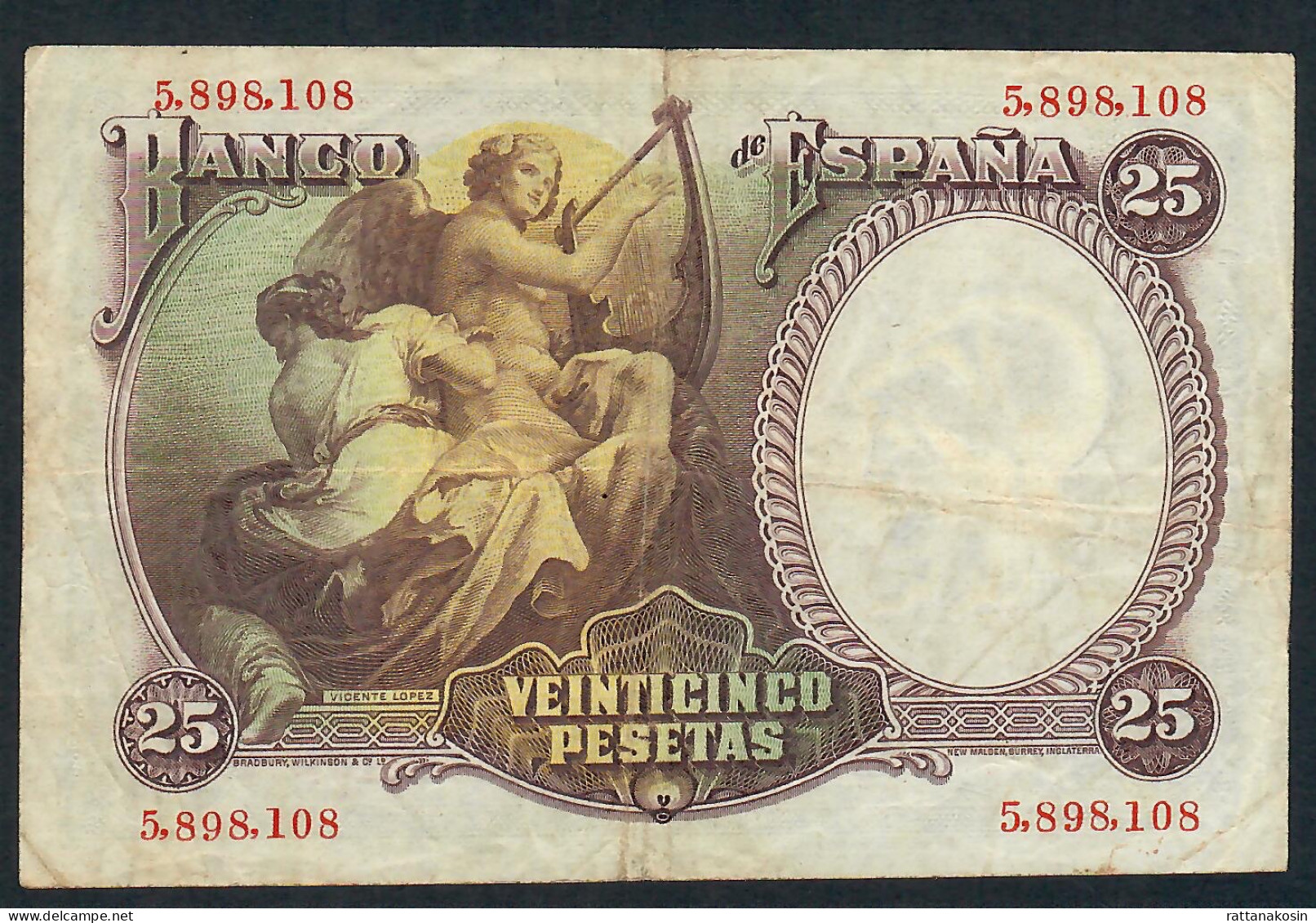 SPAIN P81 25 PESETAS 1931 #5.898....  VF - 25 Pesetas