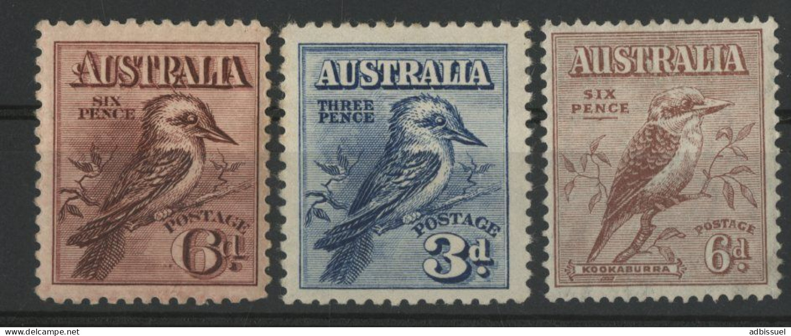 AUSTRALIE N° 17 (SG 19) + 59 + 93 Oiseau Rieur KOUKABURRA Neufs * (MH) Voir Description - Neufs