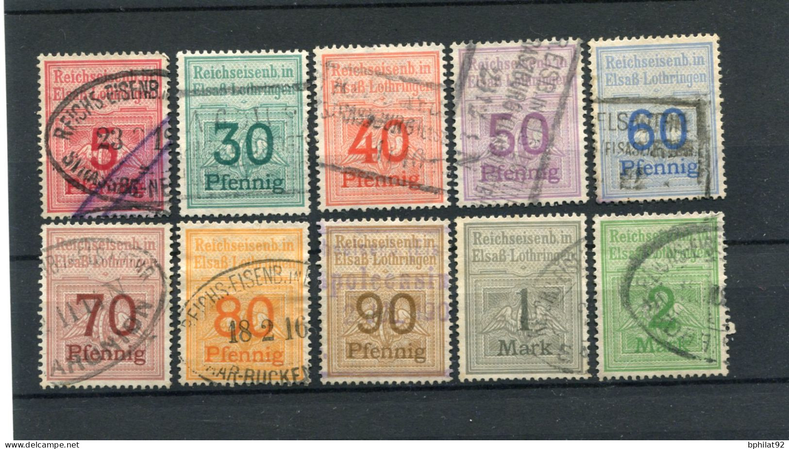 !!! FISCAUX D'ALSACE LORAINE, LETTRES DE VOITURE, SERIE N°76/85 OBLITEREE - Used Stamps