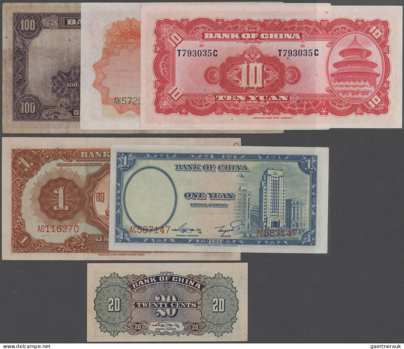 China: Bank Of China, Series 1925-1940, Lot With 19 Banknotes, Comprising 10 And - China