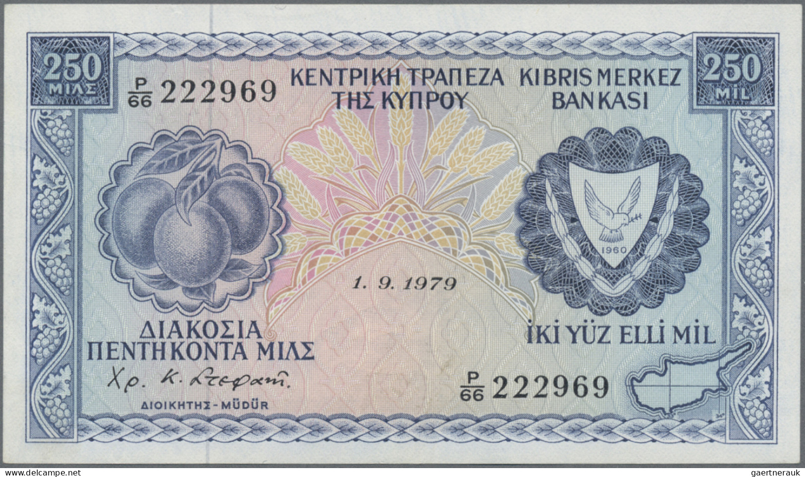 Cyprus: Republic And Central Bank Of Cyprus, Lot With 5 Banknotes, 1961-1982 Ser - Cyprus