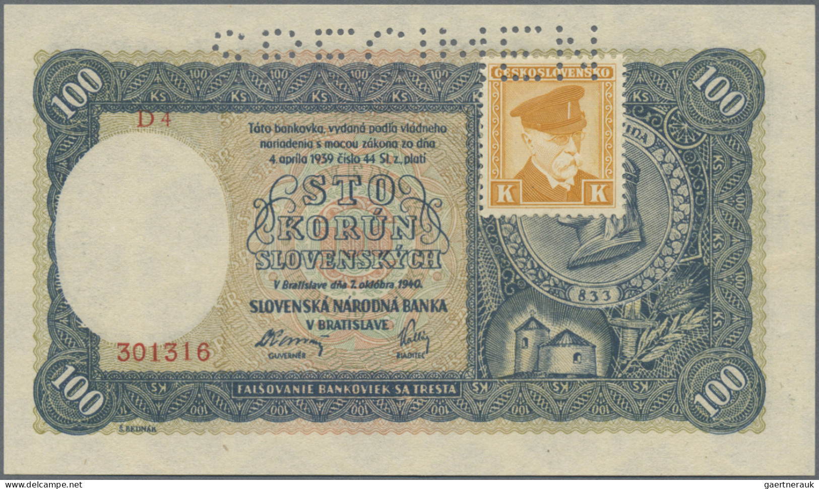 Czechoslovakia: Republika Československá, Pair With 100 And 500 Korun ND(1945) A - Czechoslovakia