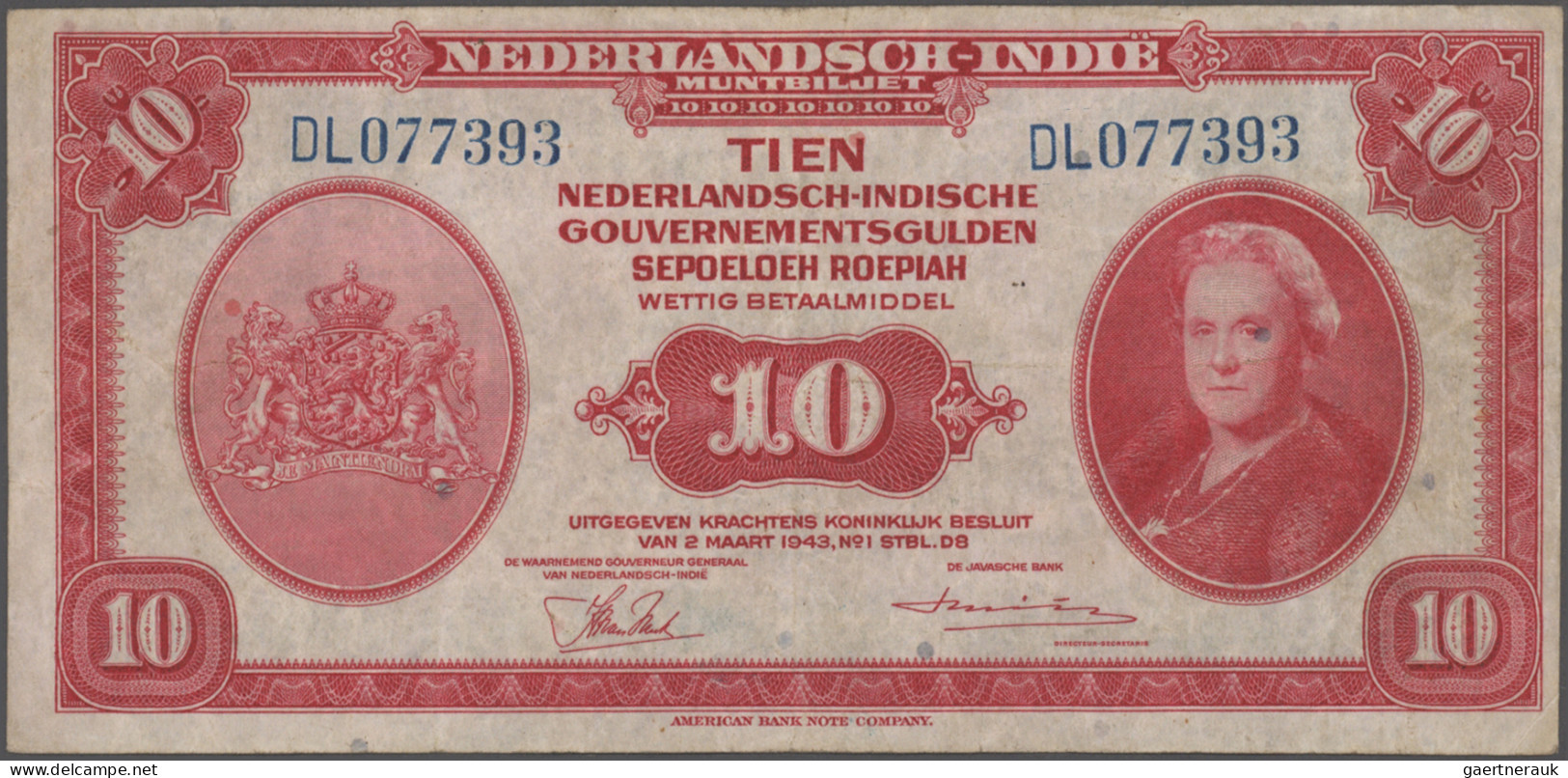 Netherlands Indies: Ministry Of Finance And Javasche Bank, Lot With 6 Banknotes, - Dutch East Indies