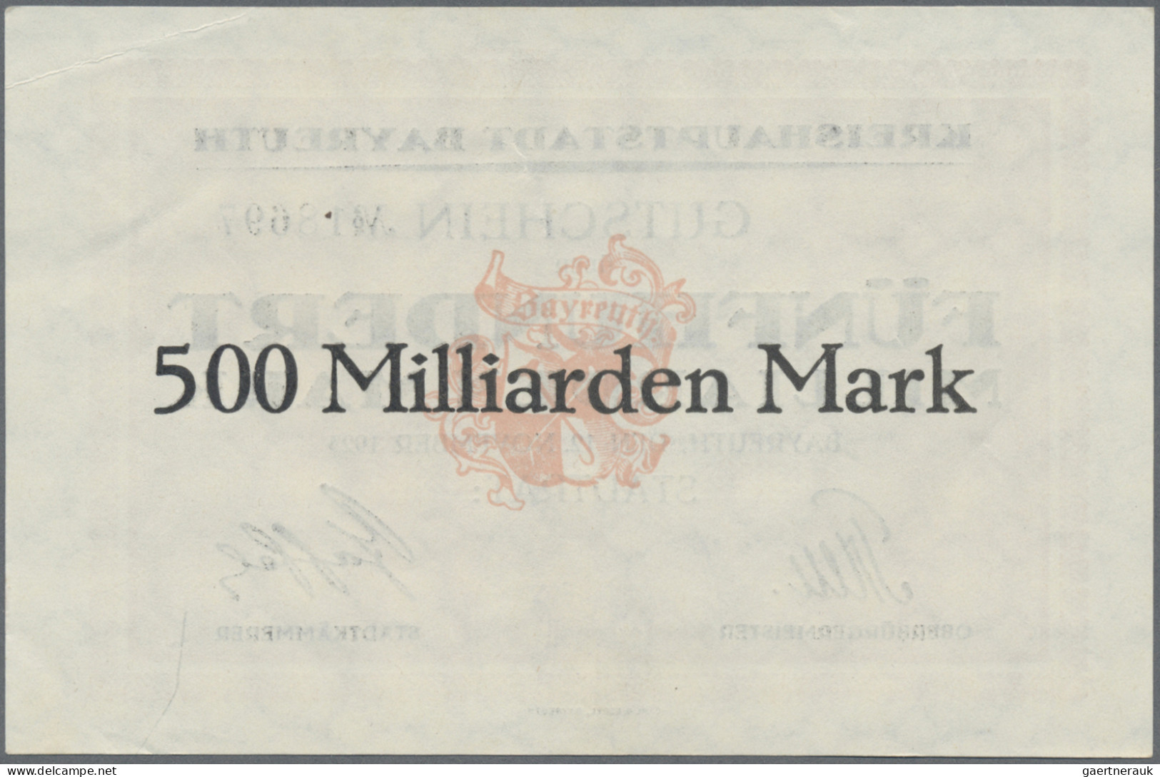 Deutschland - Notgeld - Bayern: Bayreuth, Stadt, 1 Mio. Mark, 17.8.1923, Erh. II