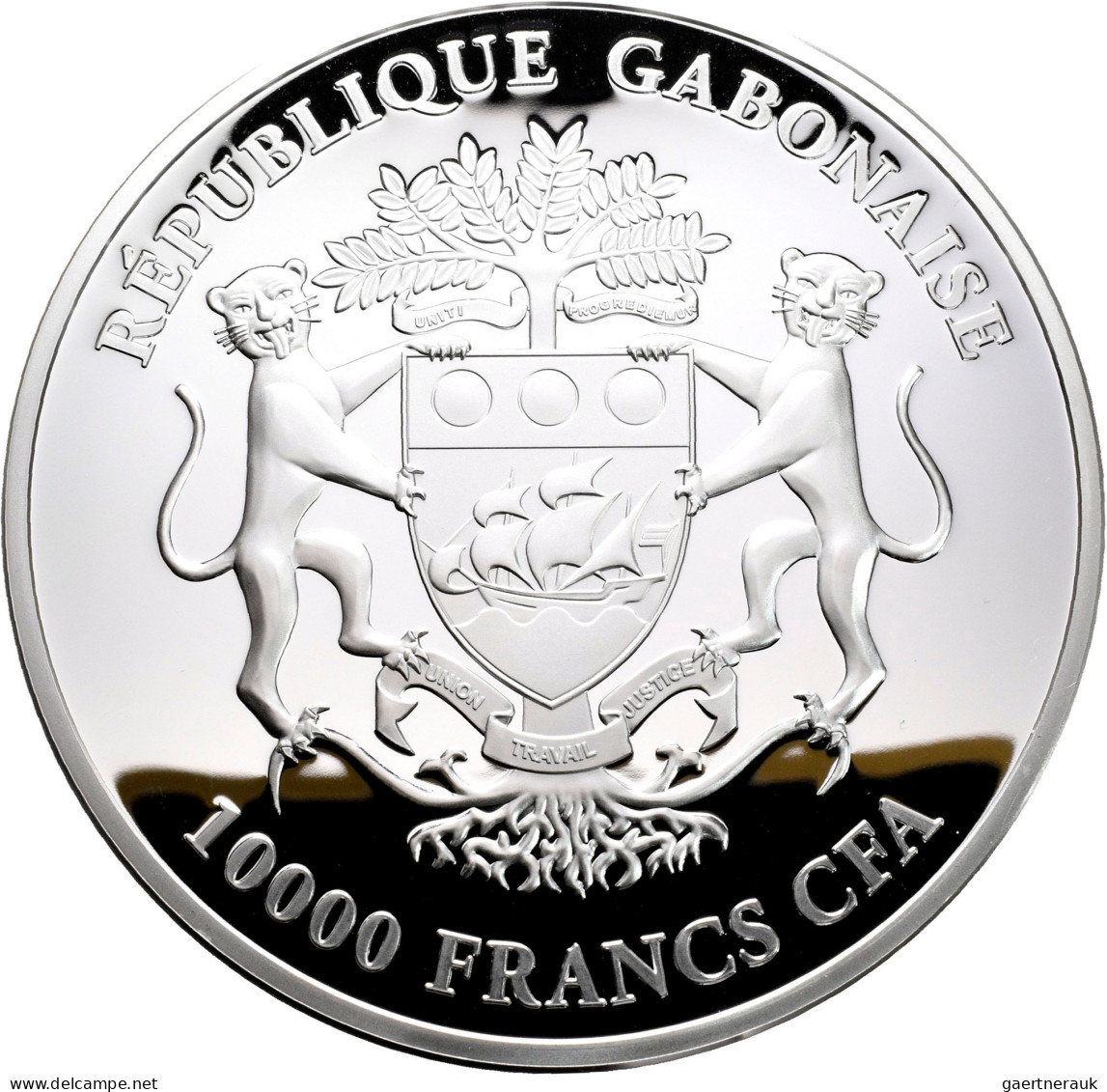 Gabun: 10.000 Francs 2013 Springbok Aus Der Serie Silver Investment Coin Deluxe - Gabon