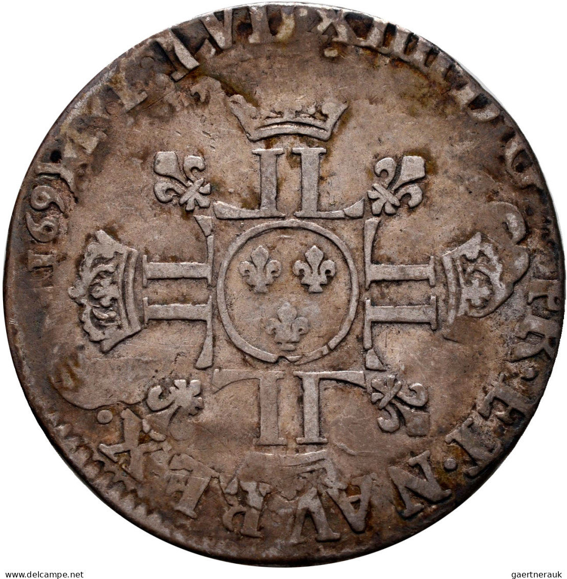 Frankreich: Louis XIV. 1643-1715: Ecu Aux Palmes 1690 L, 26,33 G. Sehr Schön. Da - Other & Unclassified