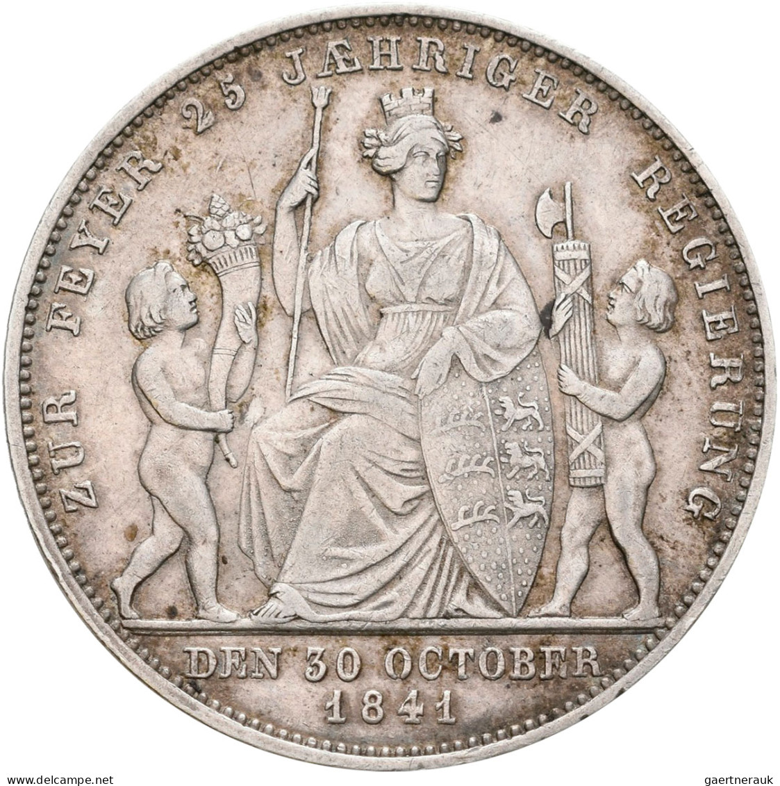 Württemberg: Wilhelm I. 1816-1864: 1 Gulden 1841, Regierungsjubiläum, AKS 123, J - Other & Unclassified