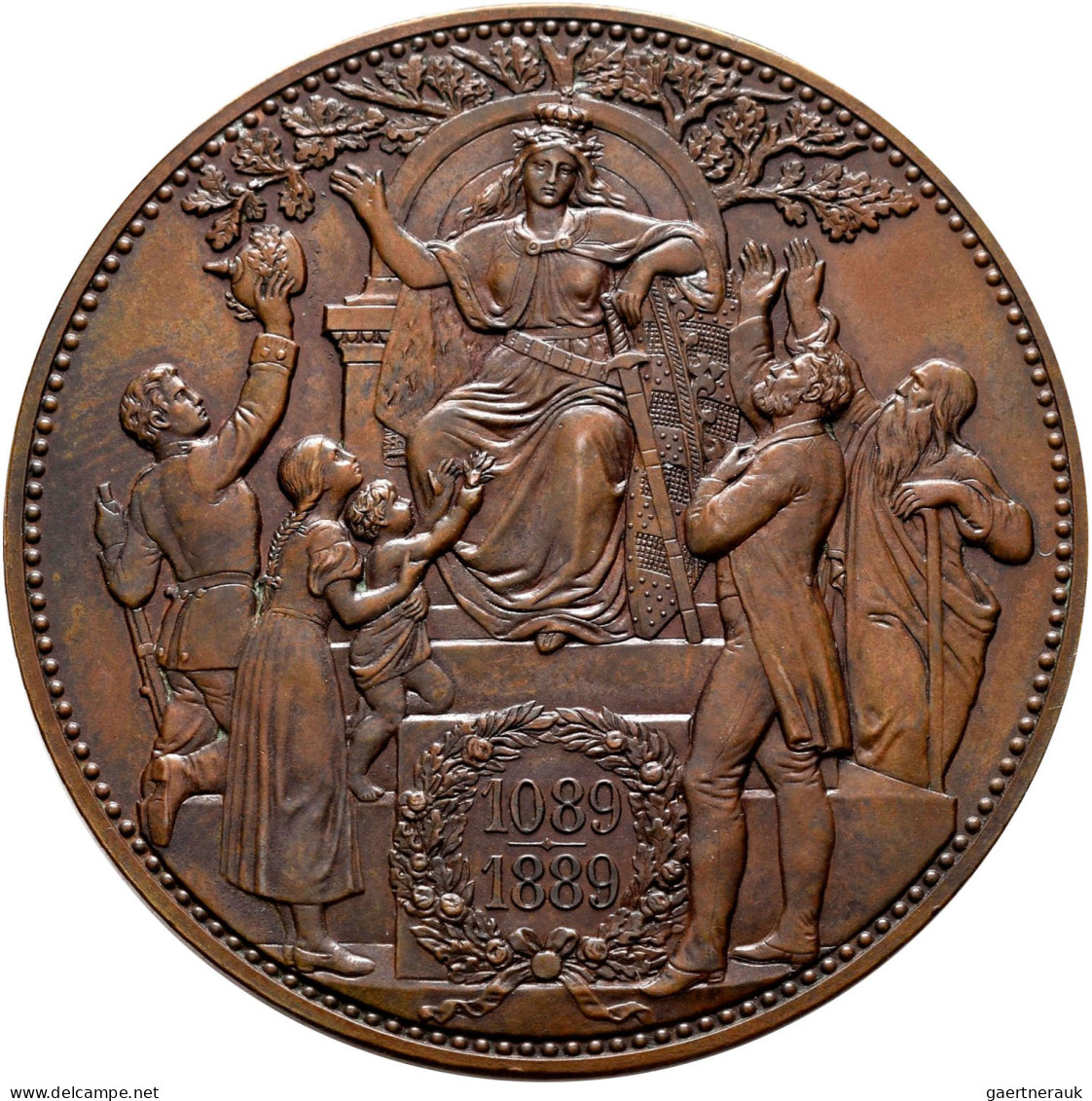 Sachsen: Albert 1873-1902: 5 Mark Große Kupfer Medaille 1899, 800-Jahrfeier Des - Taler Et Doppeltaler