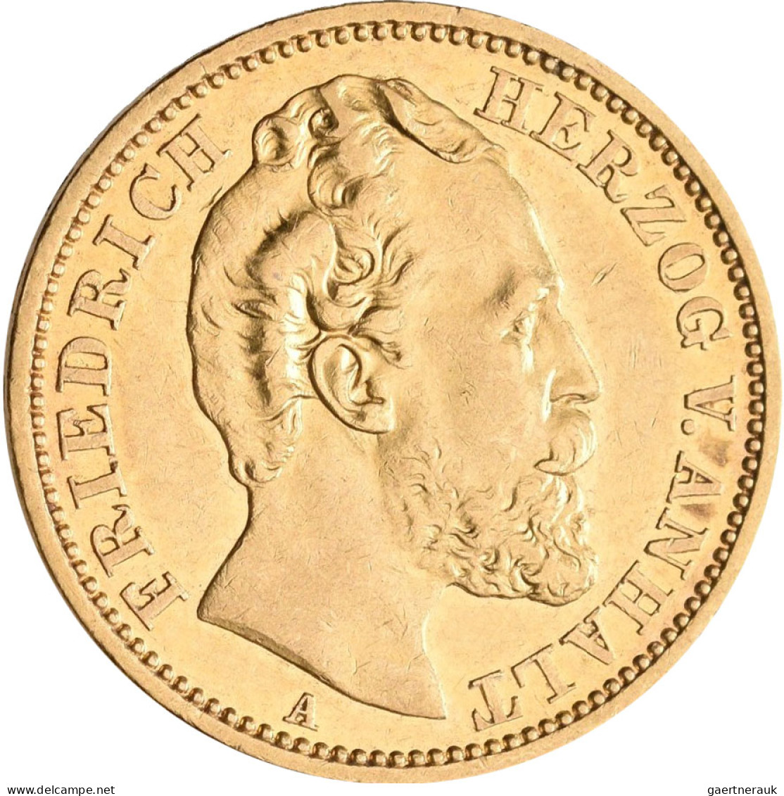 Anhalt: Friedrich I. 1871-1904: 20 Mark 1875, Jaeger 179. 7,94 G, 900/1000 Gold, - Pièces De Monnaie D'or