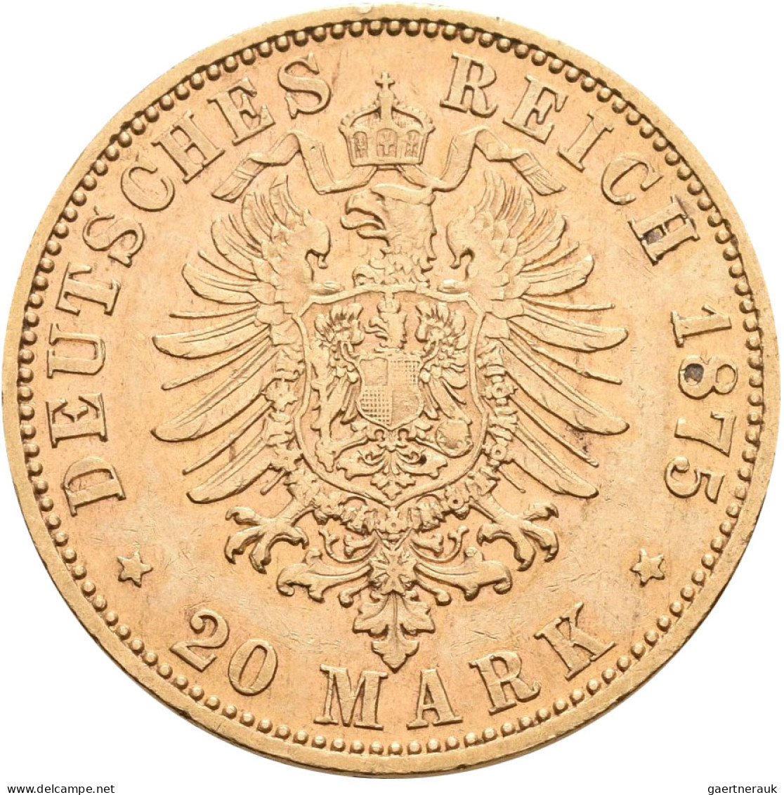 Anhalt: Friedrich I. 1871-1904: 20 Mark 1875, Jaeger 179. 7,94 G, 900/1000 Gold, - Pièces De Monnaie D'or