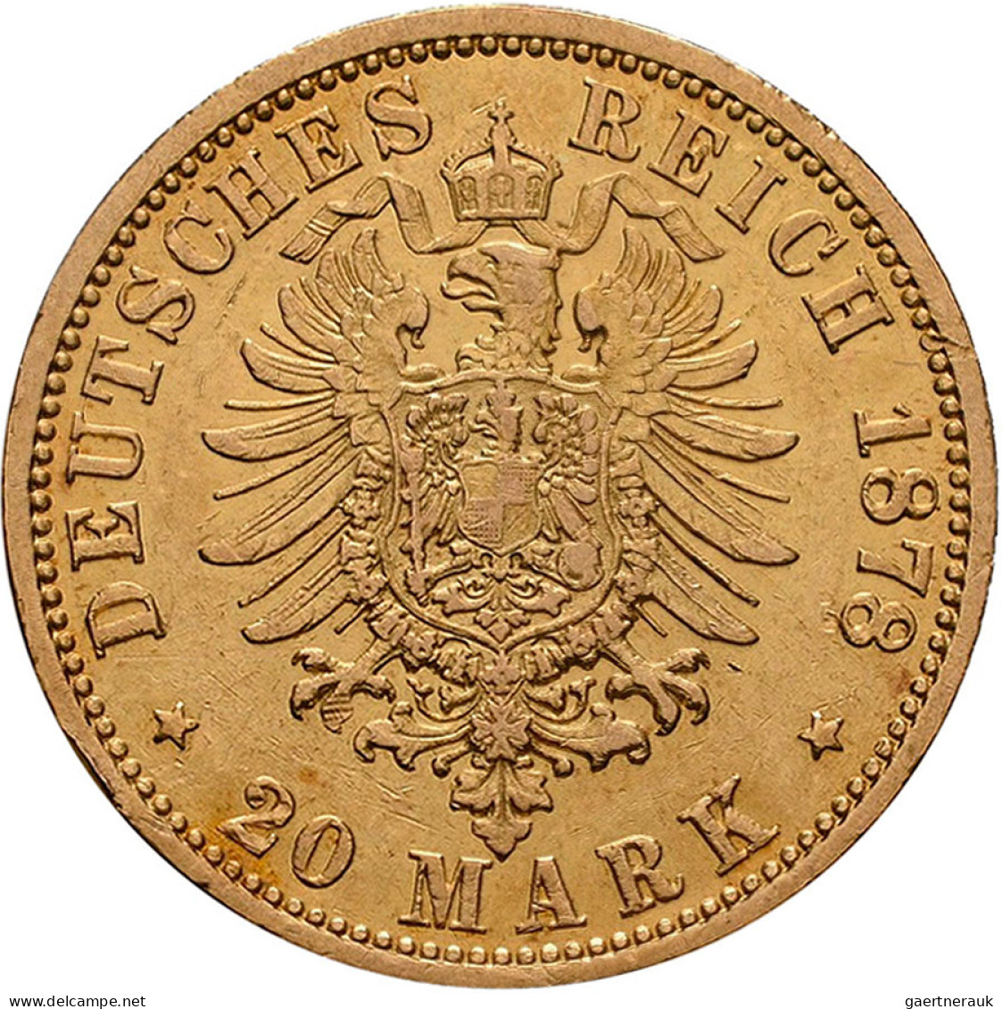 Hamburg - Anlagegold: Freie Und Hansestadt: 20 Mark 1878. Jaeger 210. Je Ca. 7,9 - 5, 10 & 20 Mark Gold