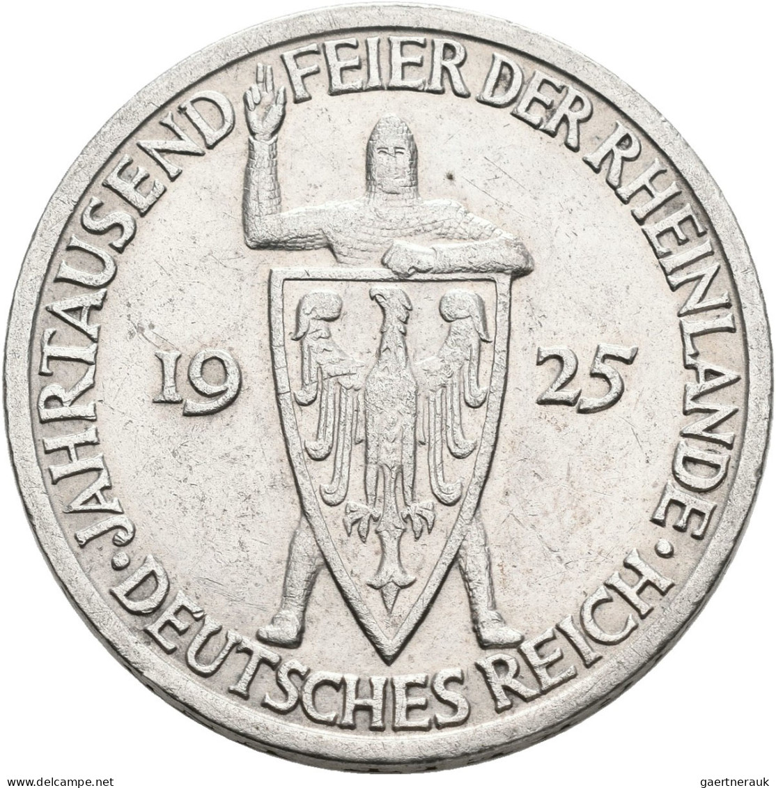 Weimarer Republik: 3 Reichsmark 1925 A, 1000 Jahrfeier Rheinlande, Jaeger 321. W - Other & Unclassified