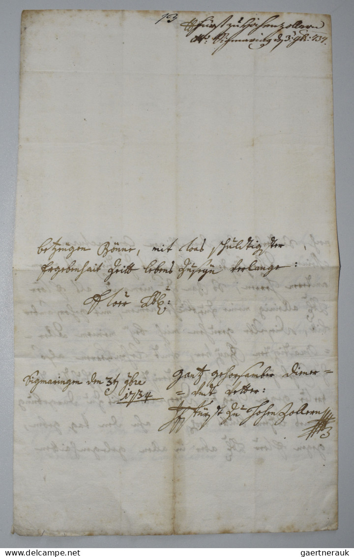 Varia, Sonstiges: Autograph: Hohenzollern-Sigmaringen, Joseph Franz Ernst 1715-1 - Sonstige & Ohne Zuordnung