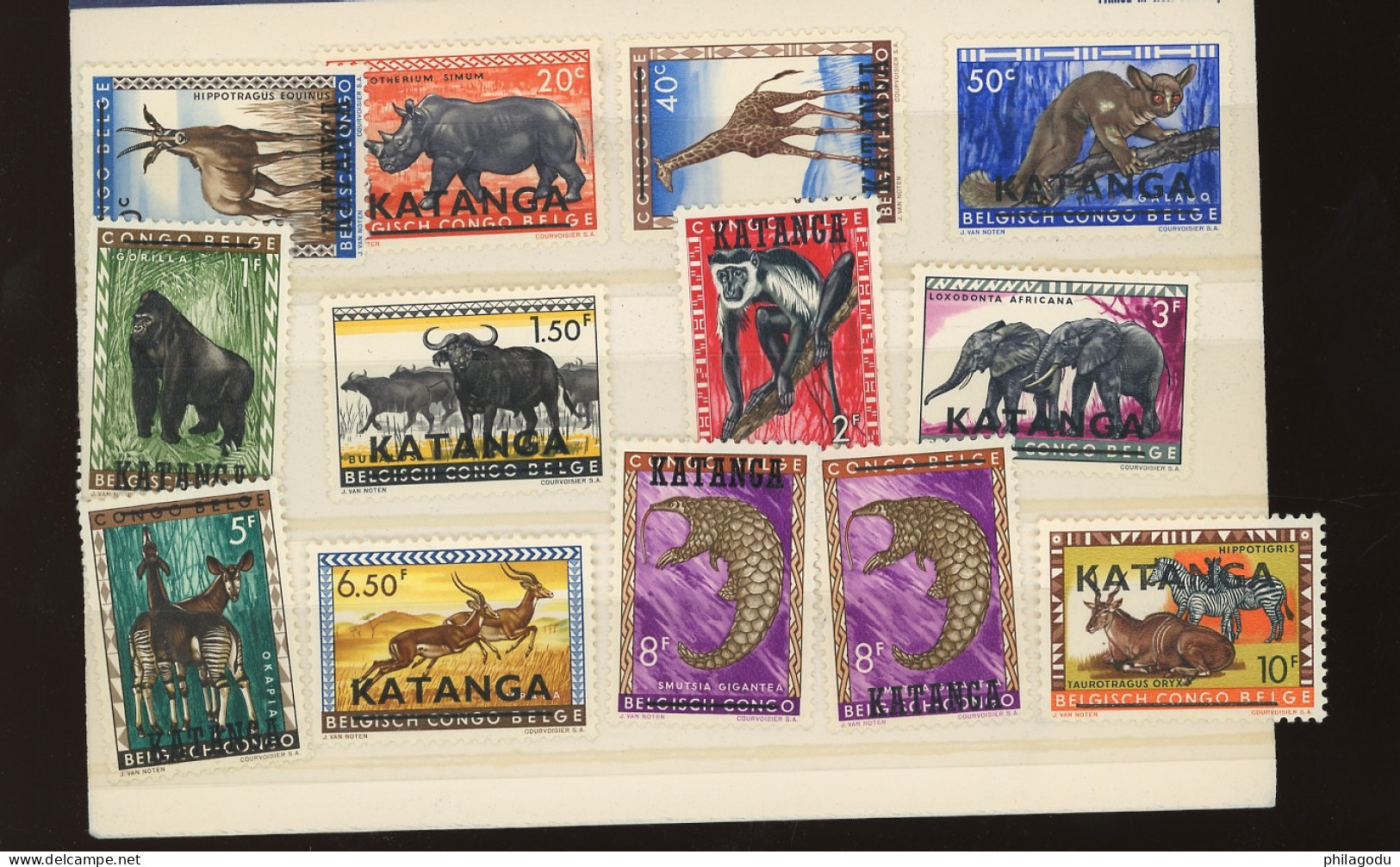 6/17 + 16a **.  KATANGA Animaux 13v Complet.  Cote 78,--€. Postfris MNH - Katanga