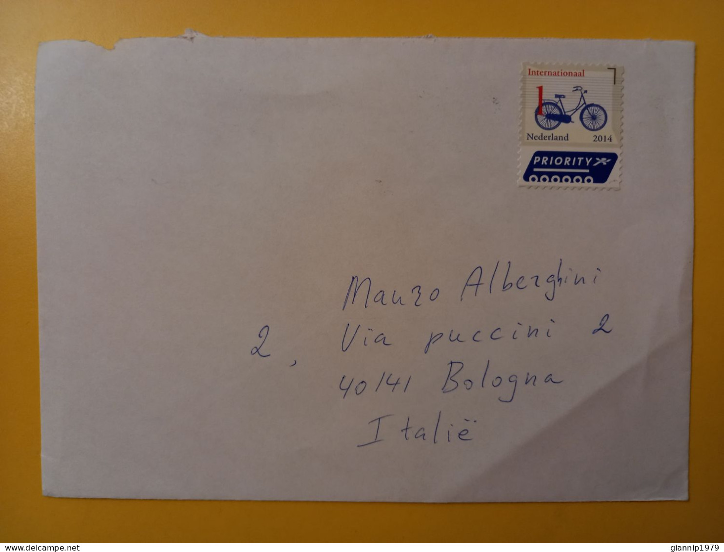 2014 BUSTA COVER PAESI BASSI OLANDA NEDERLAND BOLLO PRIORITY ICONS   FOR ITALY - Lettres & Documents