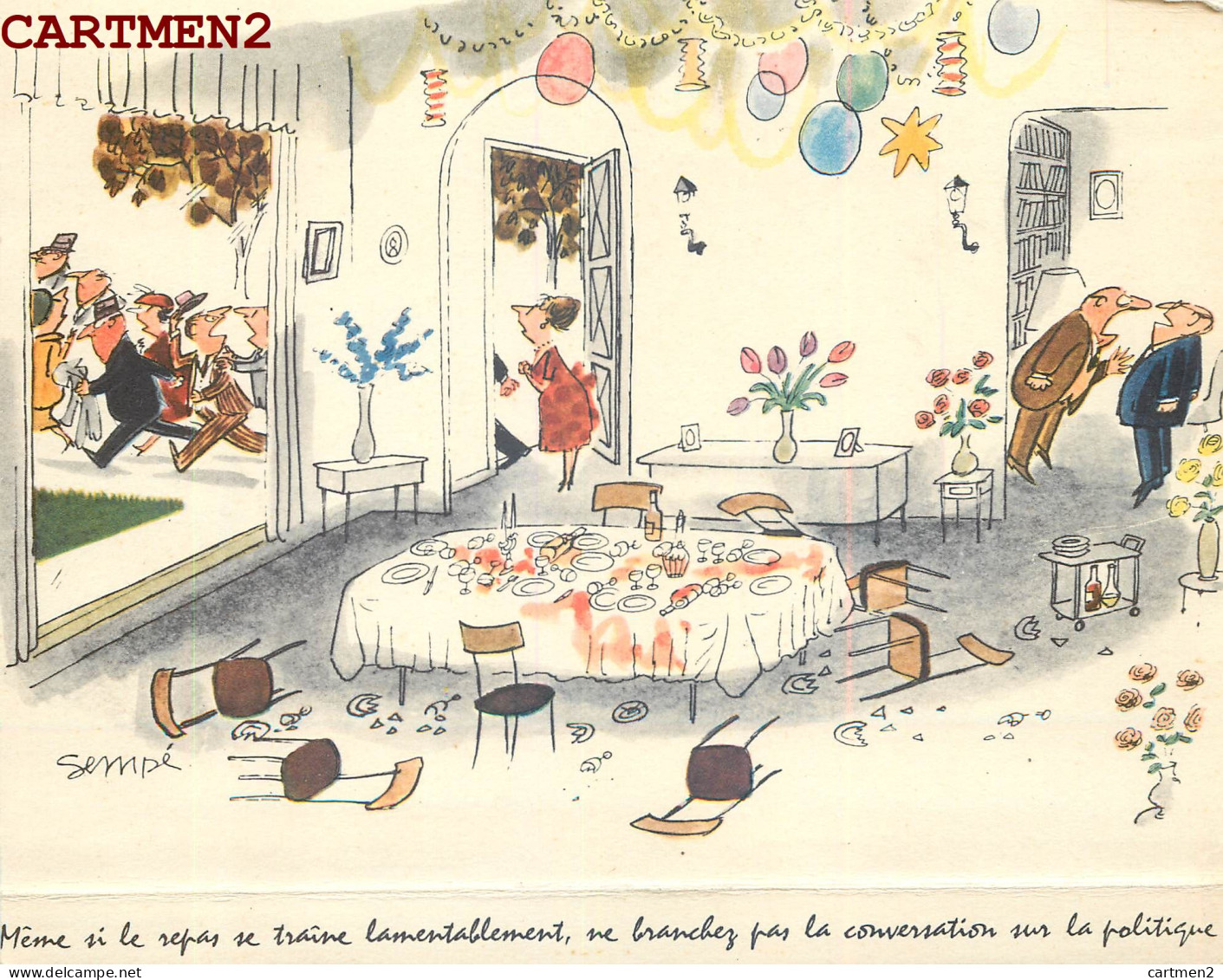 SERIE DE 9 GRANDS MENUS ILLUSTRATEUR SEMPE HUMOUR PUBLICITE MEGABYL MENU " 13 X 18 CM FERME "  - Sempé