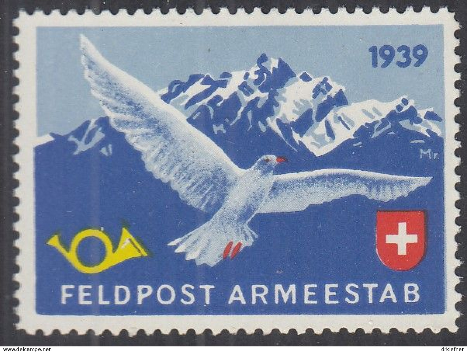 SCHWEIZ Soldatenmarke: Felpost Armeestab, Taube, 1939, Ungebraucht - Vignetten