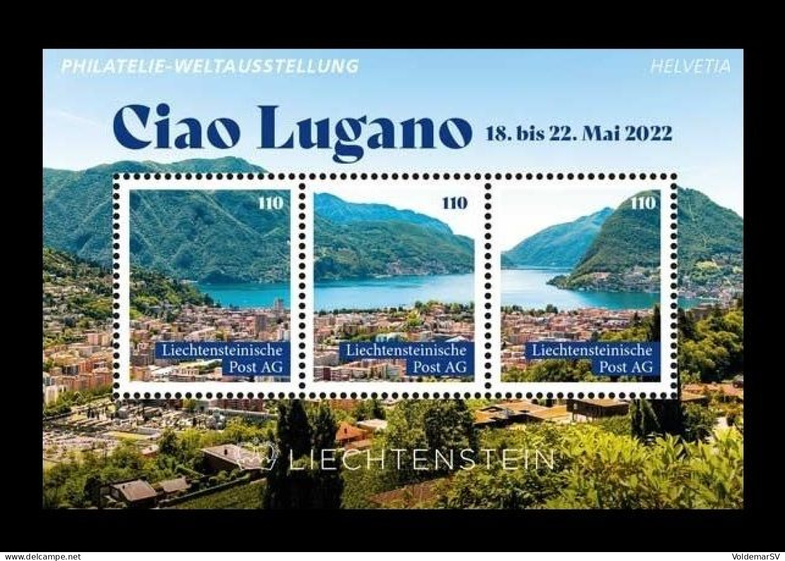 Liechtenstein (die.Marke) 2022 #218/20 (Bl.7) Philatelic Exhibition In Lugano. Lake MNH ** - Ungebraucht