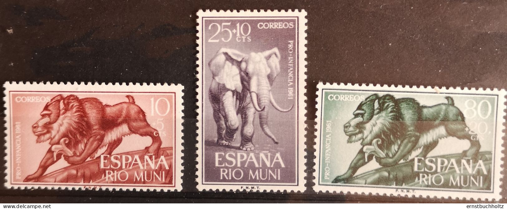 Rio Muni 1961 Affen Elefant Mi 18/20** - Rio Muni