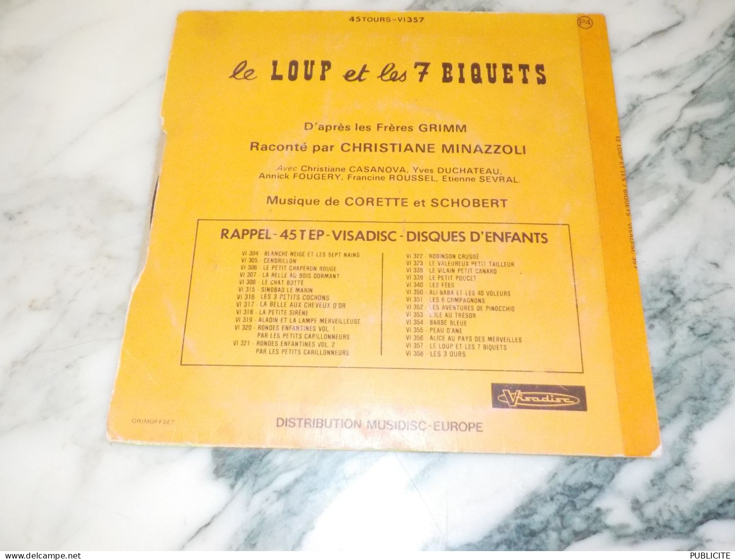 45 TOURS  VINYLE  LE LOUP ET LES 7 BIQUETTES - Kinderlieder