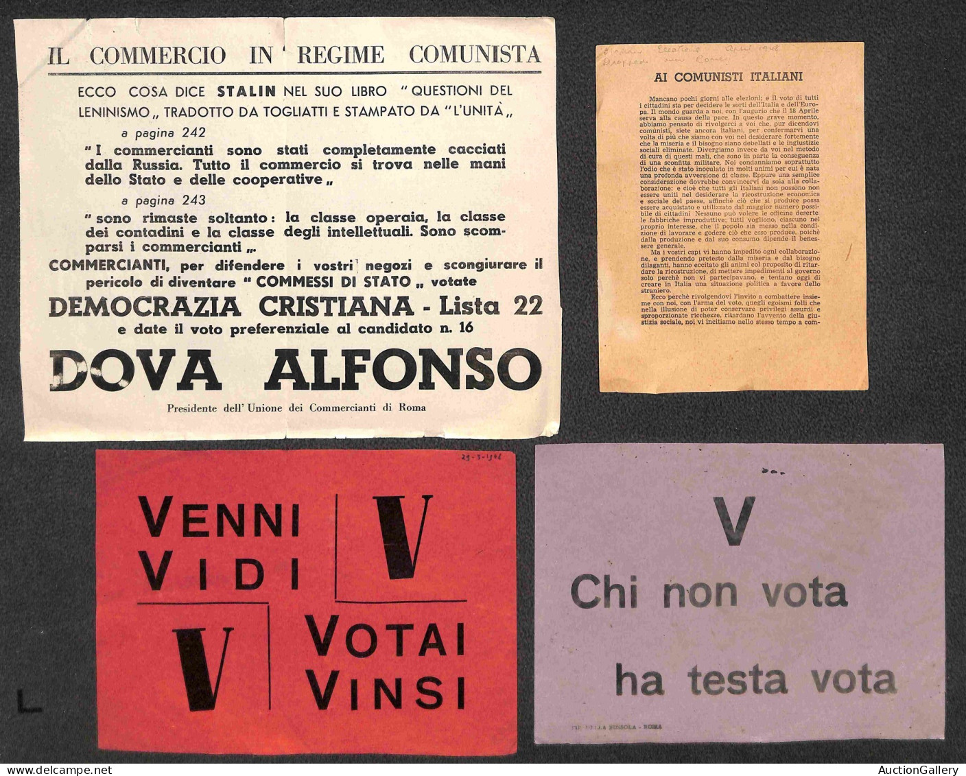 Lotti e Collezioni - Area Italiana  - REPUBBLICA - 1948 - Elezioni Nazionali - lotto di 22 volantini di propaganda elett