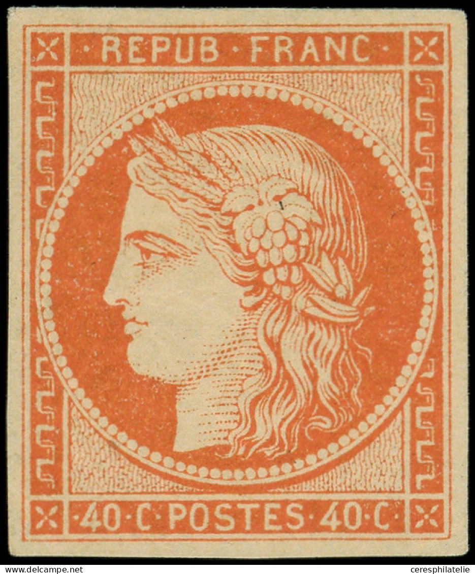 * EMISSION DE 1849 - 5    40c. Orange, Belles Marges Régulières, Très Belle Gomme Et Ch. Légère, TTB. J - 1849-1850 Ceres