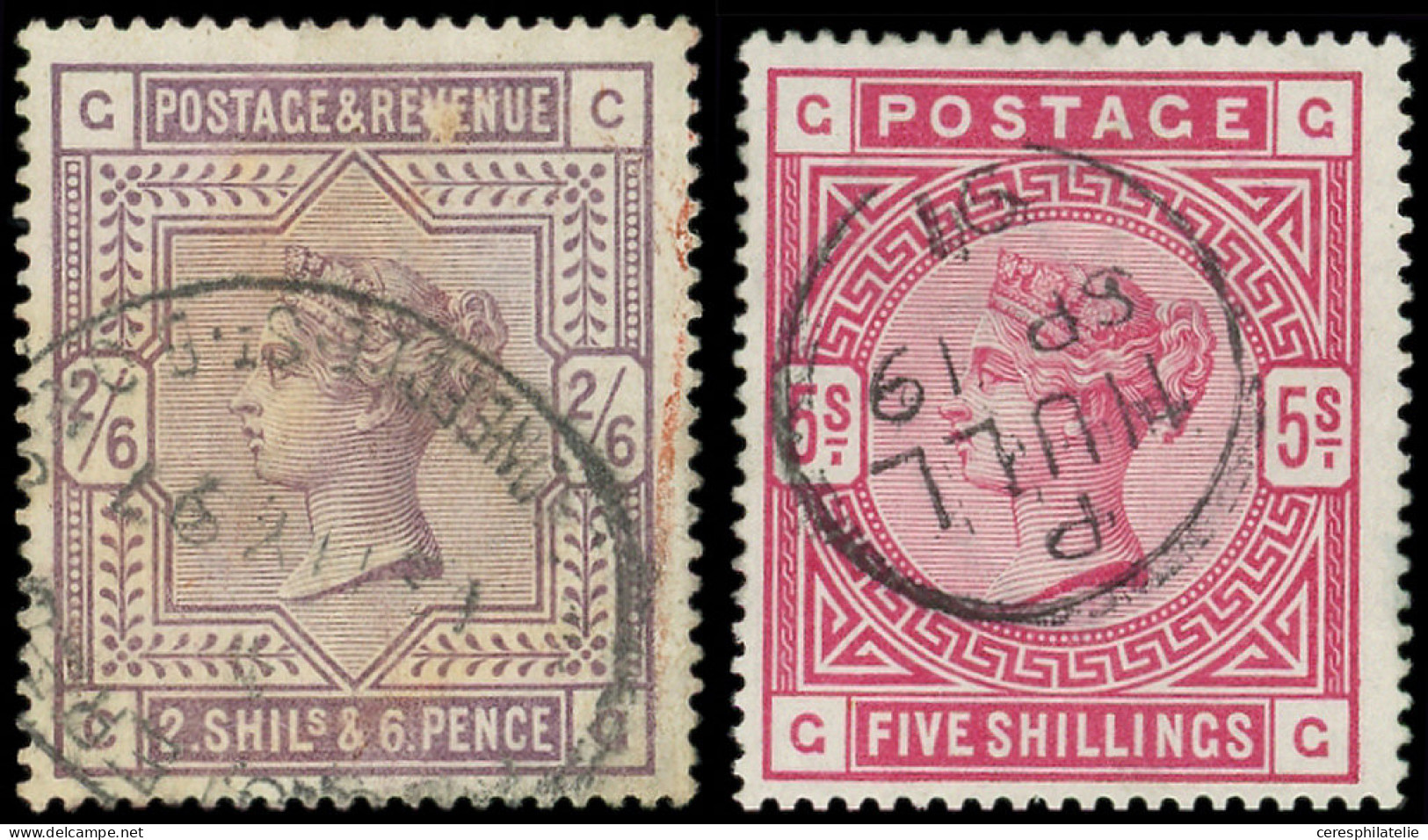 * GRANDE BRETAGNE 86/87 : 2/6 Violet Et 5s. Rose, Papier Blanc, Obl., TB - Nuevos