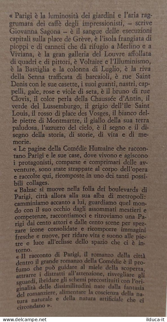 46487 V Caracciolo - Lo Spirito Della Città Nella Parigi Di Balzac-Sellerio 1993 - Society, Politics & Economy