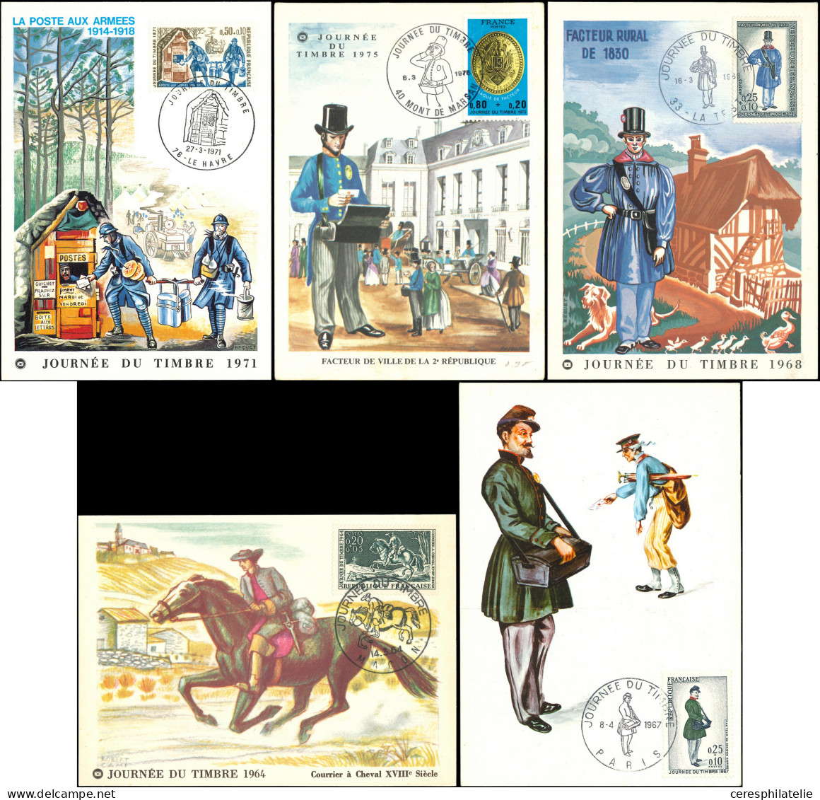 Let Journée Du Timbre 1943-75, Lot De 17 CL Ou CP, TB - Collections