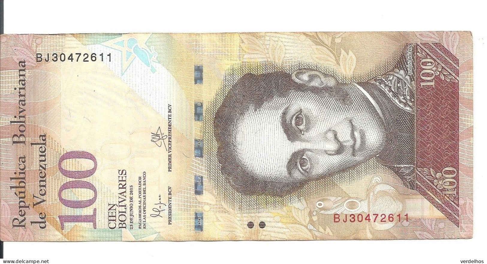 VENEZUELA 100 BOLIVARES 2015 VF P 93 i