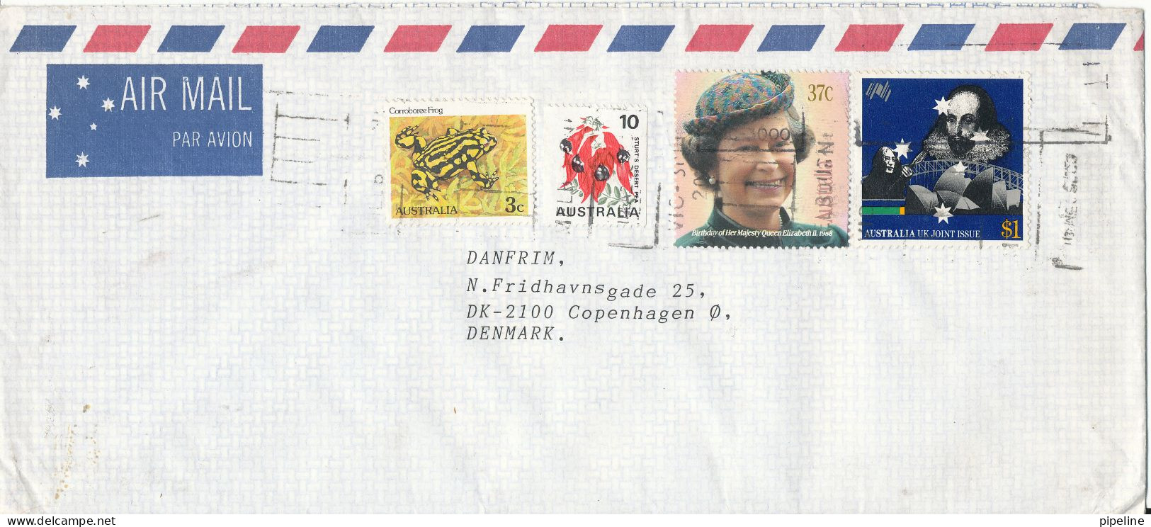 Australia Cover Sent Air Mail To Denmark Victoria 200?? - Brieven En Documenten