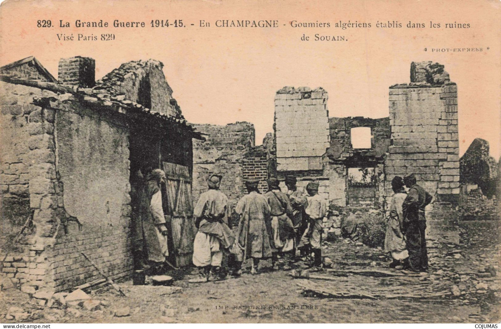 51 - SOUAIN _S22181_ Goumiers Algériens établis Dans Les Ruines - Grande Guerre 1914-15 - Souain-Perthes-lès-Hurlus