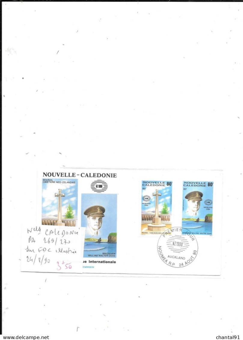 NOUVELLE CALEDONIE N° PA 269/70 OBL SUR FDC ILLUSTREE 24.8.90 - Storia Postale