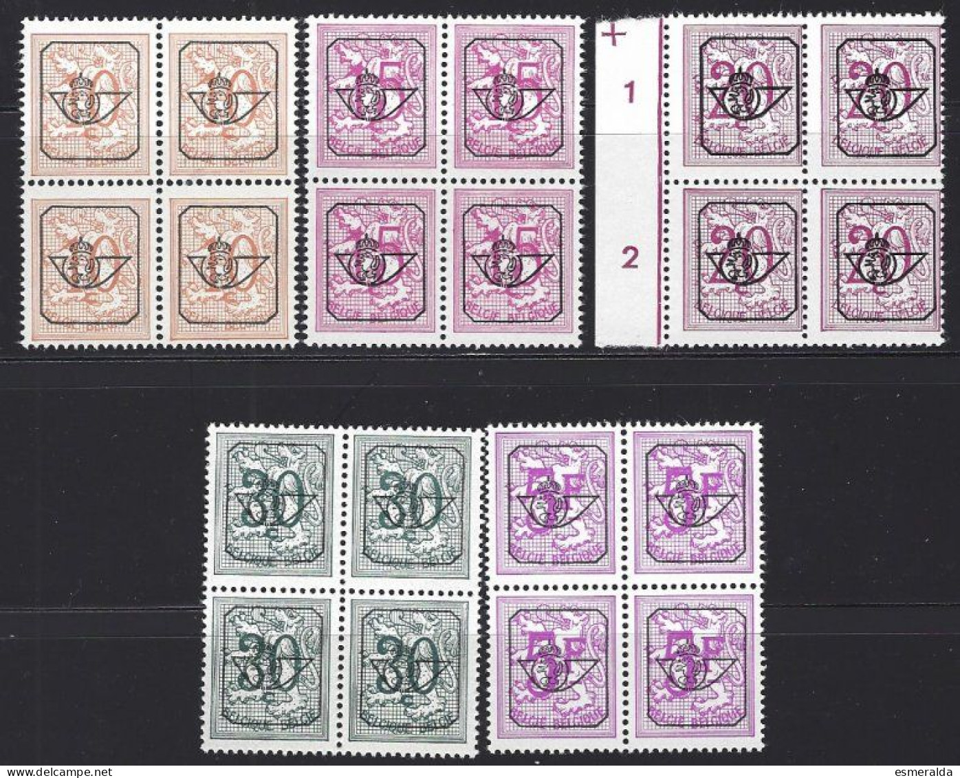 (BL83)   Pre 782-783-784 (n°pl)-786-798P2, Blocs De 4 ** - Typo Precancels 1951-80 (Figure On Lion)