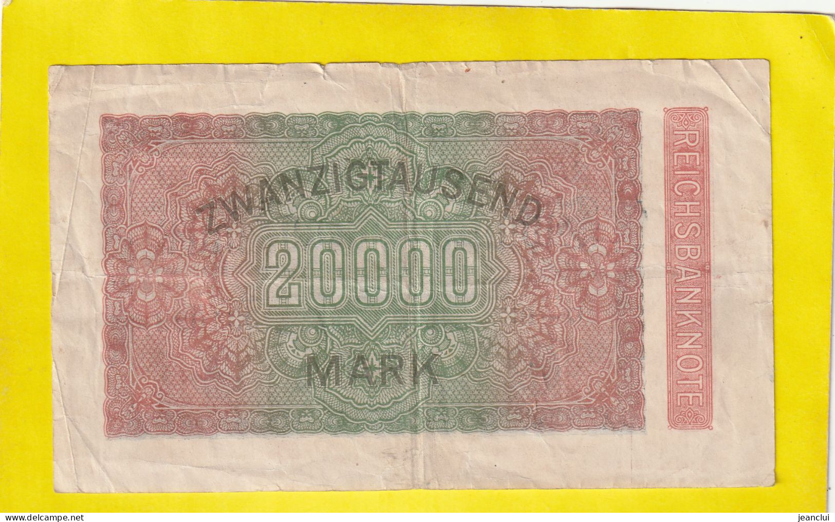 REICHSBANKNOTE .  20.000 MARK  .  20-2-1923 .  N°  D- BK  031028   .  2 SCANNES - 20.000 Mark