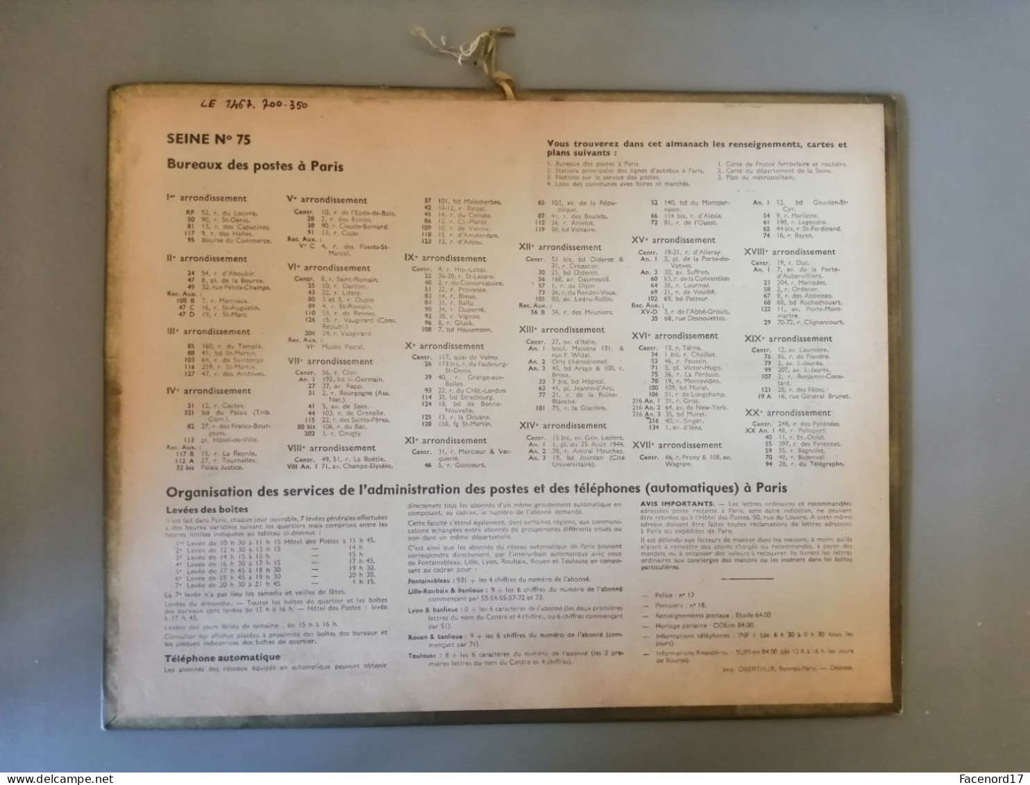 Calendrier Almanach Des P.T.T 1958  Gentille Fleuriste - Grand Format : 1941-60
