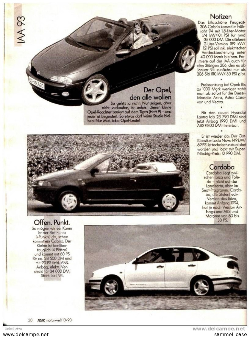 ADAC - Motorwelt 1993 Test : Lancia Delta - IAA - Audi - Auto & Verkehr