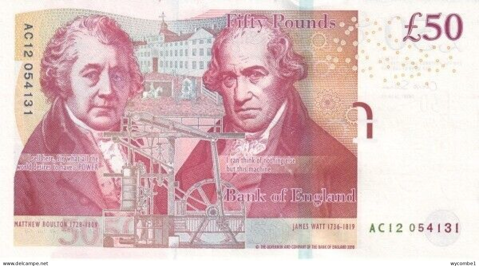 GREAT BRITAIN  -  2010 50 Pounds UNC  Banknote - 10 Pounds