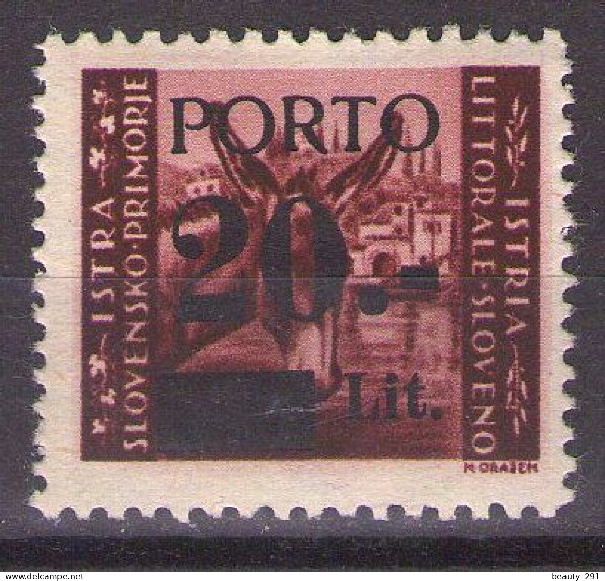 1945 ISTRIA E LITORALE SLOVENO SEGNATASSE,PORTO ,Sass. 5, TIP I, MNH **LUX - Joegoslavische Bez.: Slovenische Kusten