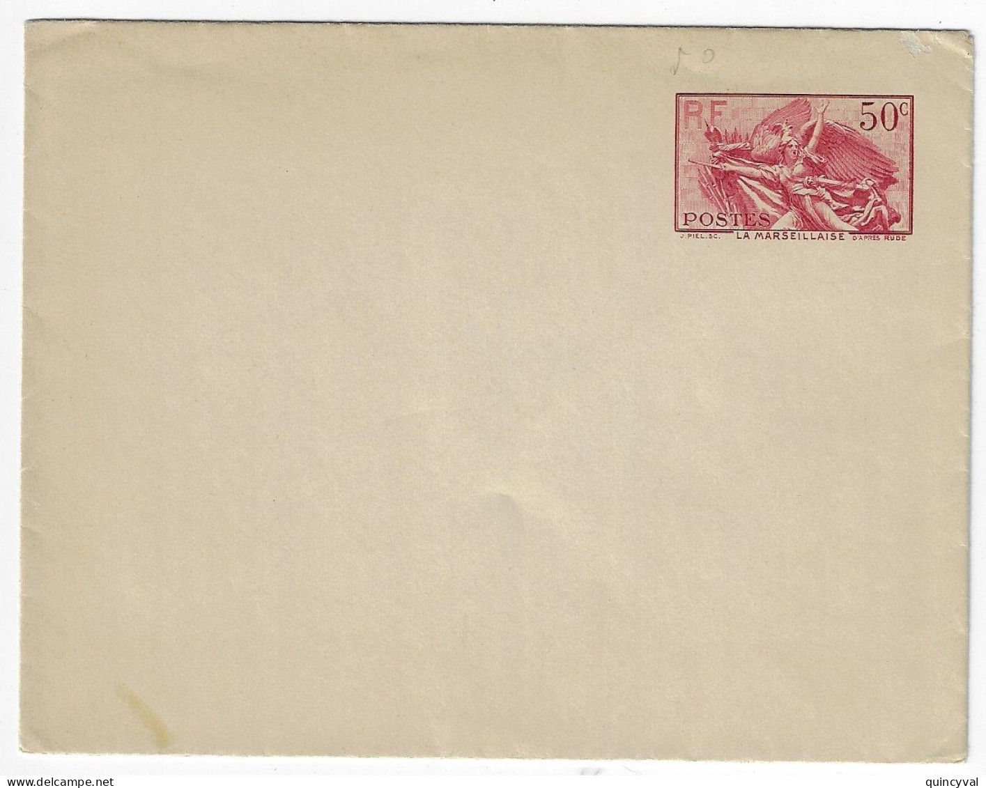 Entier Enveloppe 50c Carmin MARSEILLAISE De RUDE Intérieur Papier GRIS Storc W3a Yv 315-E1 - Standard- Und TSC-Briefe (vor 1995)