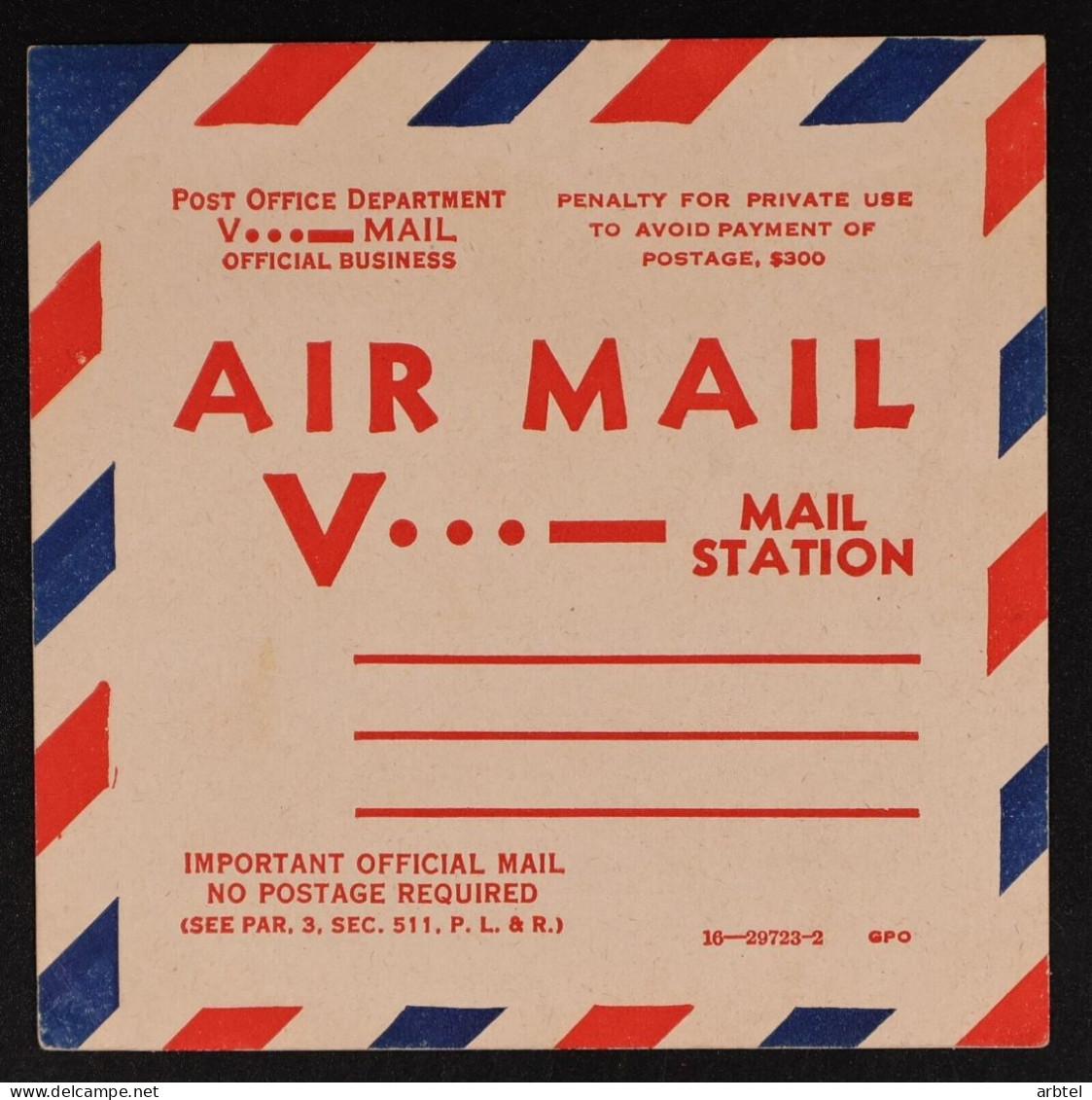 USA AIRGRAPH V-MAIL LABEL OFFICIAL MAIL FOR SENDING FILM ROLLS TO BE DEVELOPED FOTOGRAFIA PHOTOGRAPHY - Fotografie